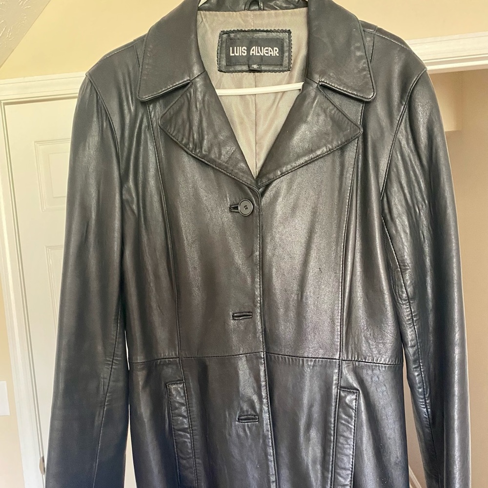 Luis Alvear Lambskin Leather Jacket, Black 3/4 length. Size M Woman